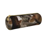 YWSOTRE Koala carino sull'albero, Astuccio portapenne cilindrico Astuccio portapenne in pelle portatile con astuccio cosmetico con cerniera