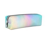 YWSOTRE Lamina di ologramma con texture arcobaleno molto bella, Astuccio per matite Astuccio per penne Astuccio per matite in pelle portatile con astuccio cosmetico con cerniera