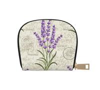 YWSOTRE Lavande Sulla Cartolina D'epoca, Custodia per carte in pelle PU Elegante porta carte di credito Porta carte di credito