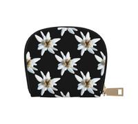 YWSOTRE Leontopodium Edelweiss, Custodia per carte in pelle PU Elegante porta carte di credito Porta carte di credito