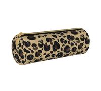 YWSOTRE Leopardo dell'acquerello, Astuccio portapenne cilindrico Astuccio portapenne in pelle portatile con astuccio cosmetico con cerniera