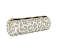 YWSOTRE Leopardo modello marrone, Astuccio portapenne cilindrico Astuccio portapenne in pelle portatile con astuccio cosmetico con cerniera
