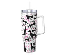 YWSOTRE Levrieri e cuore di zampa,Tazza Ice Bully da 40 oz con manico, in acciaio inossidabile, con borraccia
