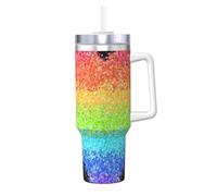 YWSOTRE LGBT Gilter Arcobaleno Gay,Tazza Ice Bully da 40 oz con manico, in acciaio inossidabile, con borraccia