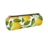 YWSOTRE Limoni dell'acquerello giallo brillante, Astuccio portapenne cilindrico Astuccio portapenne in pelle portatile con astuccio cosmetico con cerniera