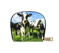 YWSOTRE Mangiare mucche al pascolo estivo, Custodia per carte in pelle PU Elegante porta carte di credito Porta carte di credito