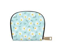 YWSOTRE Margherita floreale delicata blu e bianca, Custodia per carte in pelle PU Elegante porta carte di credito Porta carte di credito