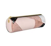YWSOTRE Marmo bianco nero glitter oro rosa geometrico, Astuccio portapenne cilindrico Astuccio portapenne in pelle portatile con astuccio cosmetico con cerniera