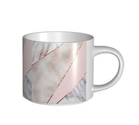 YWSOTRE Marmo rosa oro misto unito, Tazza in ceramica di grande capacità, tazza da tè, tazza da caffè 450 ml