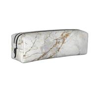 YWSOTRE Marmo spazzolato oro perlato bianco grigio argento, Astuccio per matite Astuccio per penne Astuccio per matite in pelle portatile con astuccio cosmetico con cerniera