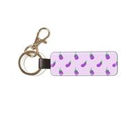 YWSOTRE Melanzane Verdura Frutta, Portachiavi in pelle PU, portachiavi con anello portachiavi, organizer, 1 pz