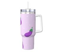 YWSOTRE Melanzane Verdura Frutta,Tazza Ice Bully da 40 oz con manico, in acciaio inossidabile, con borraccia