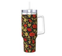 YWSOTRE Mirtillo rosso russo tradizionale,Tazza Ice Bully da 40 oz con manico, in acciaio inossidabile, con borraccia