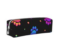 YWSOTRE Modello animale impronta zampa arcobaleno, Astuccio per matite Astuccio per penne Astuccio per matite in pelle portatile con astuccio cosmetico con cerniera