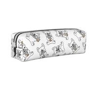 YWSOTRE Modello carino bulldog francese, Astuccio per matite Astuccio per penne Astuccio per matite in pelle portatile con astuccio cosmetico con cerniera