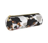 YWSOTRE Modello delle zampe del cane Bovaro del Bernese, Astuccio portapenne cilindrico Astuccio portapenne in pelle portatile con astuccio cosmetico con cerniera