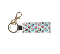 YWSOTRE Modello di cupcake stampato, Portachiavi in pelle PU, portachiavi con anello portachiavi, organizer, 1 pz