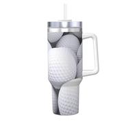 YWSOTRE Modello di palline da golf 3D,Tazza Ice Bully da 40 oz con manico, in acciaio inossidabile, con borraccia
