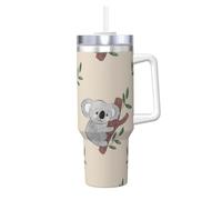 YWSOTRE Modello di simpatici orsi koala dei cartoni animati,Tazza Ice Bully da 40 oz con manico, in acciaio inossidabile, con borraccia