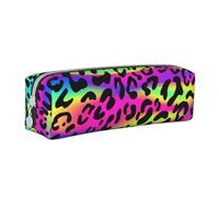 YWSOTRE Modello geometrico luminoso al neon astratto, Astuccio per matite Astuccio per penne Astuccio per matite in pelle portatile con astuccio cosmetico con cerniera