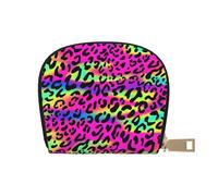 YWSOTRE Modello geometrico luminoso al neon astratto, Custodia per carte in pelle PU Elegante porta carte di credito Porta carte di credito