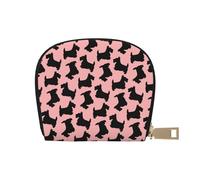 YWSOTRE Modello Scottish Terrier rosa nero, Custodia per carte in pelle PU Elegante porta carte di credito Porta carte di credito