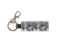YWSOTRE Modello tigre bianca, Portachiavi in pelle PU, portachiavi con anello portachiavi, organizer, 1 pz