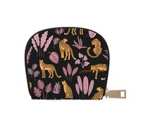 YWSOTRE Modello tropicale leopardo, Custodia per carte in pelle PU Elegante porta carte di credito Porta carte di credito