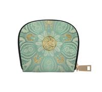 YWSOTRE Morbido mandala celtico verde salvia e oro, Custodia per carte in pelle PU Elegante porta carte di credito Porta carte di credito
