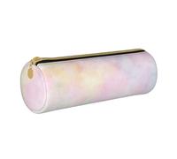 YWSOTRE Morbido pastello dai colori vivaci astratto calmo le arti, Astuccio portapenne cilindrico Astuccio portapenne in pelle portatile con astuccio cosmetico con cerniera