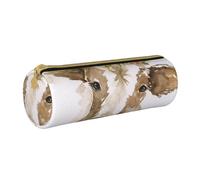 YWSOTRE Mucca carina dell'acquerello, Astuccio portapenne cilindrico Astuccio portapenne in pelle portatile con astuccio cosmetico con cerniera