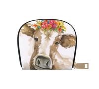YWSOTRE Mucca carina dell'acquerello, Custodia per carte in pelle PU Elegante porta carte di credito Porta carte di credito