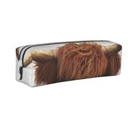 YWSOTRE Mucca dell'altopiano colorata, Astuccio per matite Astuccio per penne Astuccio per matite in pelle portatile con astuccio cosmetico con cerniera