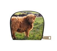 YWSOTRE Mucca divertente dell'altopiano, Custodia per carte in pelle PU Elegante porta carte di credito Porta carte di credito