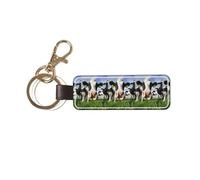 YWSOTRE mucche olandesi, Portachiavi in pelle PU, portachiavi con anello portachiavi, organizer, 1 pz