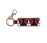 YWSOTRE Muso del Boston Terrier, Portachiavi in pelle PU, portachiavi con anello portachiavi, organizer, 1 pz