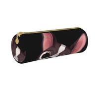 YWSOTRE Natura del Boston Terrier, Astuccio portapenne cilindrico Astuccio portapenne in pelle portatile con astuccio cosmetico con cerniera