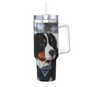 YWSOTRE Nevicata del cane da montagna bernese,Tazza Ice Bully da 40 oz con manico, in acciaio inossidabile, con borraccia