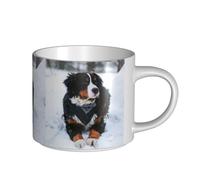 YWSOTRE Nevicata del cane da montagna bernese, Tazza in ceramica di grande capacità, tazza da tè, tazza da caffè 450 ml