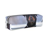 YWSOTRE Occhi del collare da neve per cani Rottweiler, Astuccio per matite Astuccio per penne Astuccio per matite in pelle portatile con astuccio cosmetico con cerniera