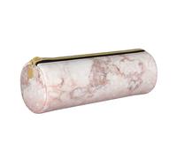 YWSOTRE Ombre di marmo bianco glitter rosa finto oro rosa, Astuccio portapenne cilindrico Astuccio portapenne in pelle portatile con astuccio cosmetico con cerniera