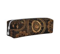 YWSOTRE Orologio ad ingranaggi in bronzo del secolo, Astuccio per matite Astuccio per penne Astuccio per matite in pelle portatile con astuccio cosmetico con cerniera