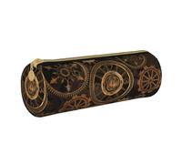 YWSOTRE Orologio ad ingranaggi in bronzo del secolo, Astuccio portapenne cilindrico Astuccio portapenne in pelle portatile con astuccio cosmetico con cerniera