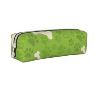 YWSOTRE Ossa della zampa di cane verde, Astuccio per matite Astuccio per penne Astuccio per matite in pelle portatile con astuccio cosmetico con cerniera