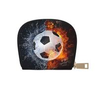 YWSOTRE Pallone da calcio sull'acqua del fuoco, Custodia per carte in pelle PU Elegante porta carte di credito Porta carte di credito