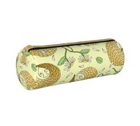 YWSOTRE Pangolini E Margherite, Astuccio portapenne cilindrico Astuccio portapenne in pelle portatile con astuccio cosmetico con cerniera