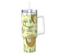 YWSOTRE Pangolini e margherite,Tazza Ice Bully da 40 oz con manico, in acciaio inossidabile, con borraccia