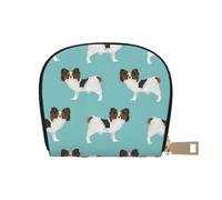 YWSOTRE Papillon Cani Simpatico cane Toy Spaniel, Custodia per carte in pelle PU Elegante porta carte di credito Porta carte di credito