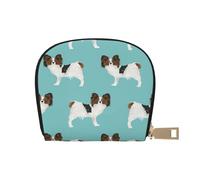 YWSOTRE Papillon Cani Simpatico cane Toy Spaniel, Custodia per carte in pelle PU Elegante porta carte di credito Porta carte di credito