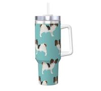 YWSOTRE Papillon Dogs, simpatico cane giocattolo Spaniel,Tazza Ice Bully da 40 oz con manico, in acciaio inossidabile, con borraccia
